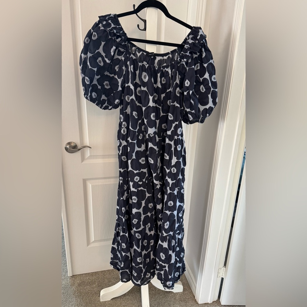 Floral Midi Dress with Pockets - L/XL